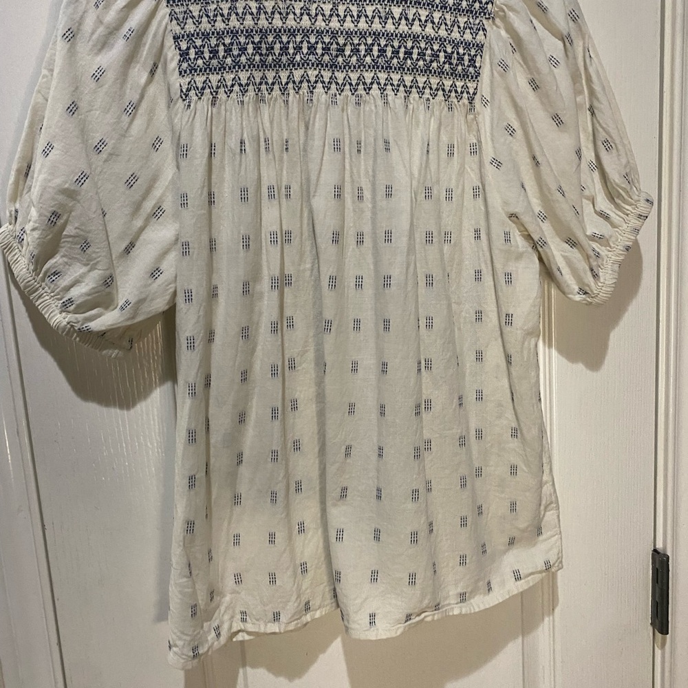 Madewell Navy and Cream Patterned Blouse - Picture 4 of 4